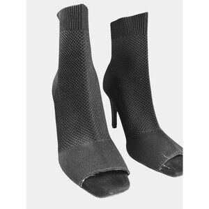 Mia Booties Women's 8M Sadie Peep Toe Perforated Stretch Pull On 4" Heel Black